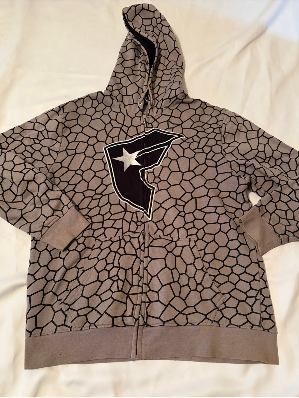 Famous Stars & Straps Black and Gray Hood Label Hoodie